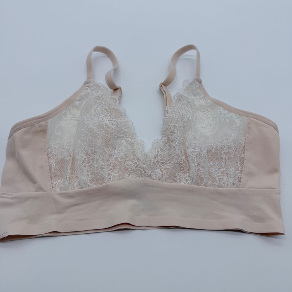 Ruby Ribbon Second Skin Lace Bralette Size 32 Pale Pink Wireless Style 1776